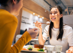 Enjoying a Japanese dining experience