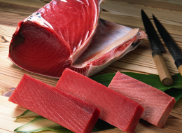 Freshly cut tuna sashimi